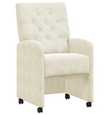 VidaXL Eetstoelen met wielen 2 pcs Crème 58 x 67 x 97 cm Fluweel