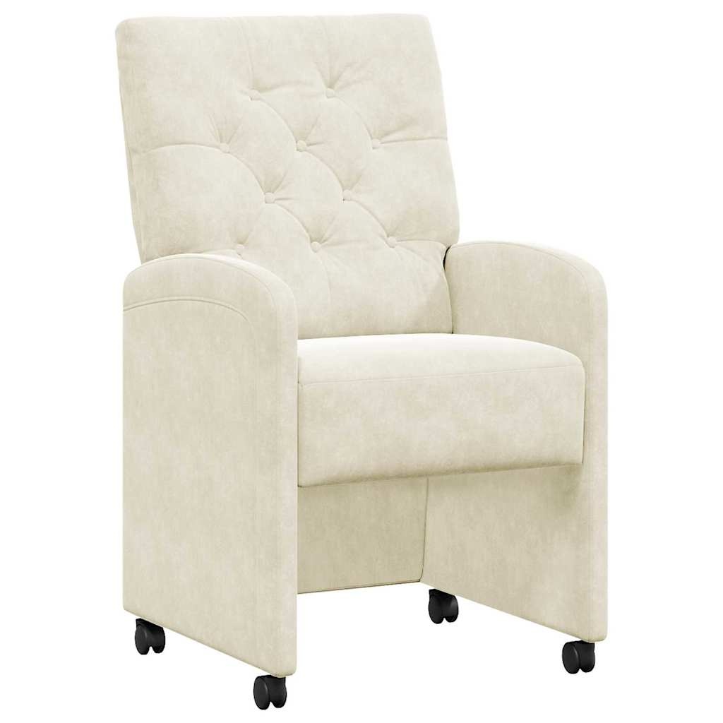VidaXL Eetstoelen met wielen 2 pcs Crème 58 x 67 x 97 cm Fluweel