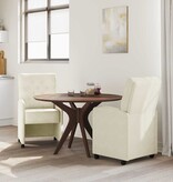 VidaXL Eetstoelen met wielen 2 pcs Crème 58 x 67 x 97 cm Fluweel