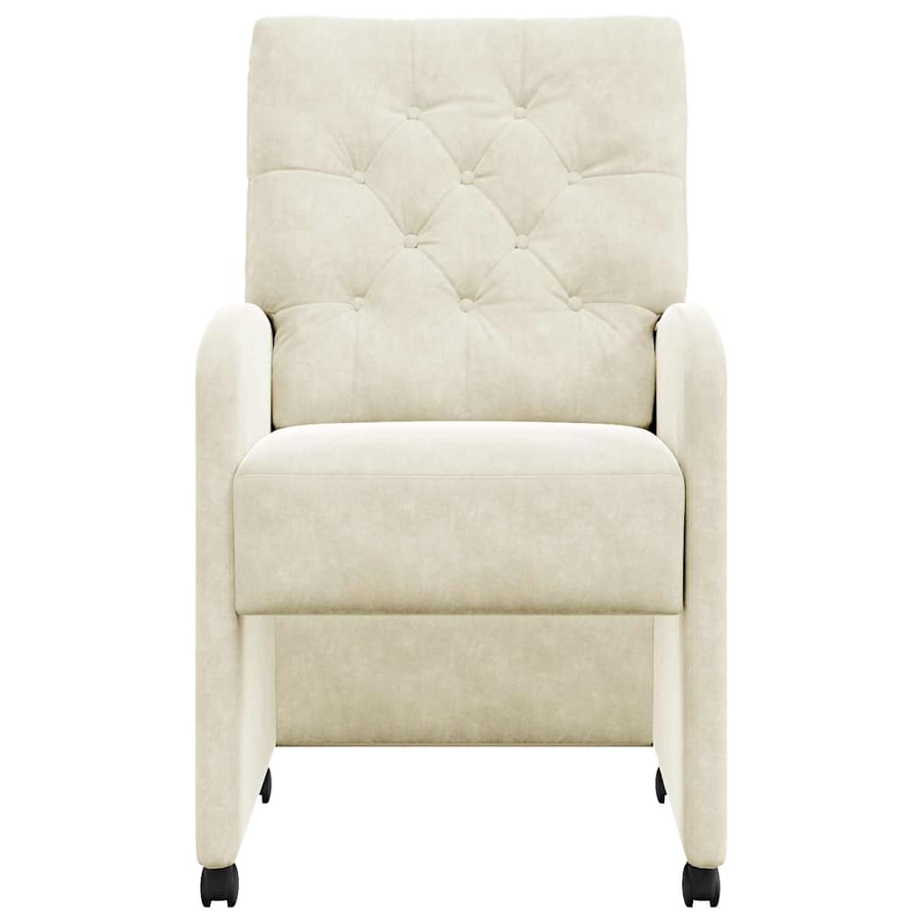 VidaXL Eetstoelen met wielen 2 pcs Crème 58 x 67 x 97 cm Fluweel