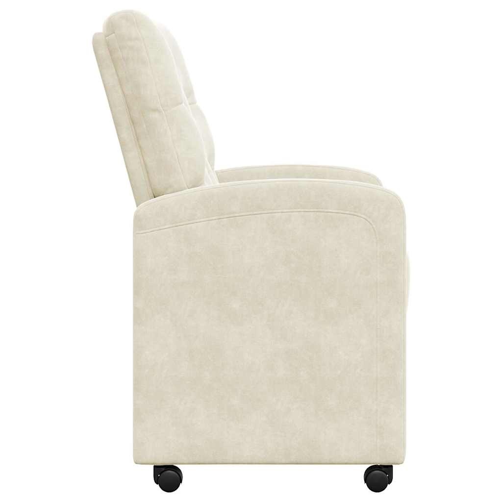 VidaXL Eetstoelen met wielen 2 pcs Crème 58 x 67 x 97 cm Fluweel