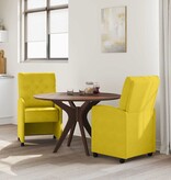 VidaXL Eetstoelen met wielen 2 pcs Geel 58 x 67 x 97 cm Fluweel
