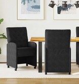 VidaXL Eetstoelen met wielen 2 pcs Zwart 58 x 67 x 97 cm Fluweel