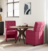 VidaXL Eetstoelen met wielen 2 pcs Wijnrood 58 x 67 x 97 cm Fluweel