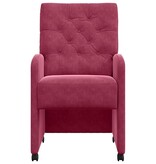 VidaXL Eetstoelen met wielen 2 pcs Wijnrood 58 x 67 x 97 cm Fluweel