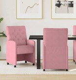 VidaXL Eetstoelen met wielen 2 pcs Roze 58 x 67 x 97 cm Fluweel