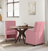 VidaXL Eetstoelen met wielen 2 pcs Roze 58 x 67 x 97 cm Fluweel