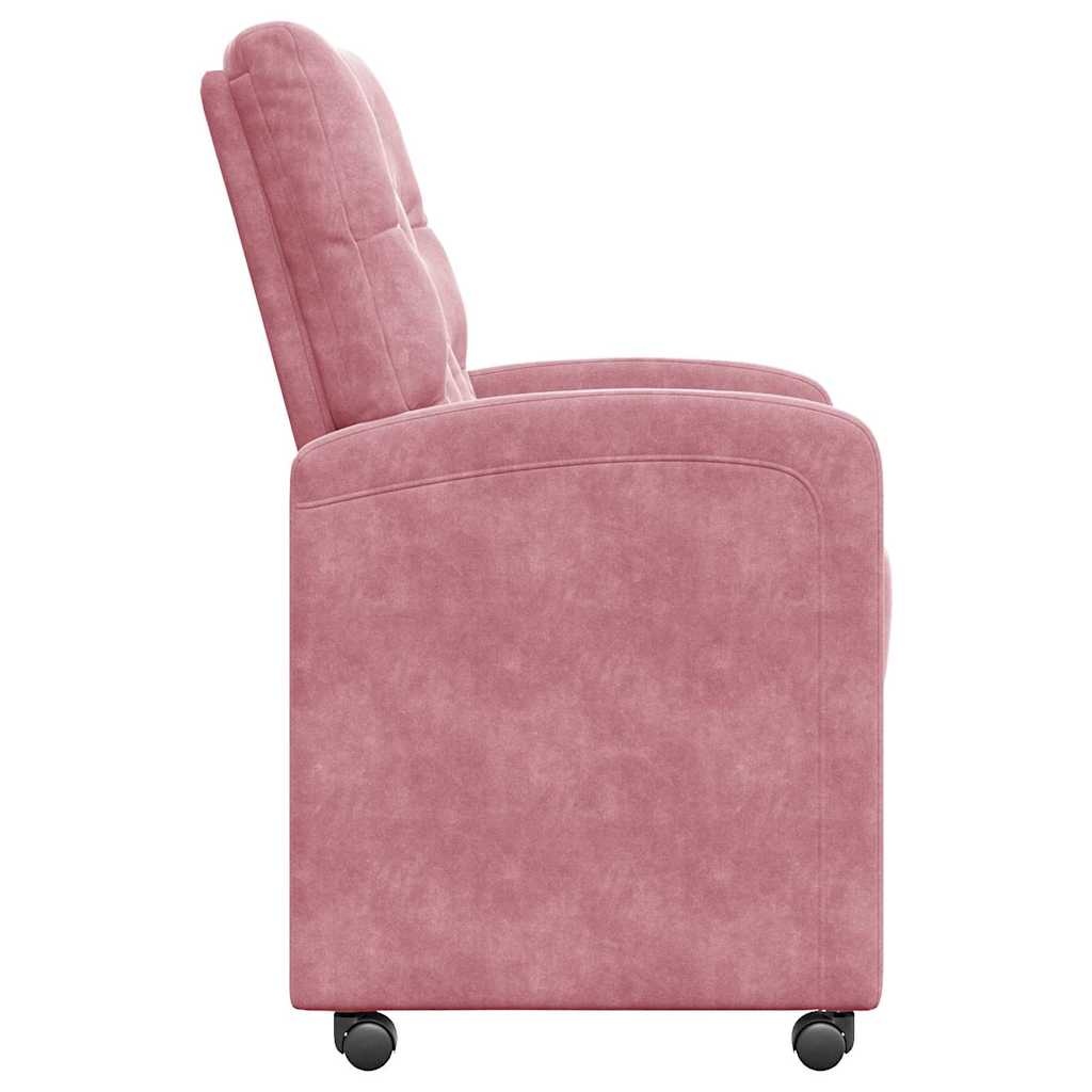 VidaXL Eetstoelen met wielen 2 pcs Roze 58 x 67 x 97 cm Fluweel