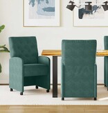 VidaXL Eetstoelen met wielen 2 pcs Donkergroen 58 x 67 x 97 cm Fluweel