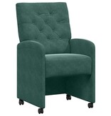 VidaXL Eetstoelen met wielen 2 pcs Donkergroen 58 x 67 x 97 cm Fluweel