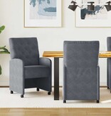 VidaXL Eetstoelen met wielen 2 pcs Donkergrijs 58 x 67 x 97 cm Fluweel