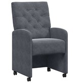 VidaXL Eetstoelen met wielen 2 pcs Donkergrijs 58 x 67 x 97 cm Fluweel