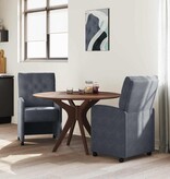 VidaXL Eetstoelen met wielen 2 pcs Donkergrijs 58 x 67 x 97 cm Fluweel