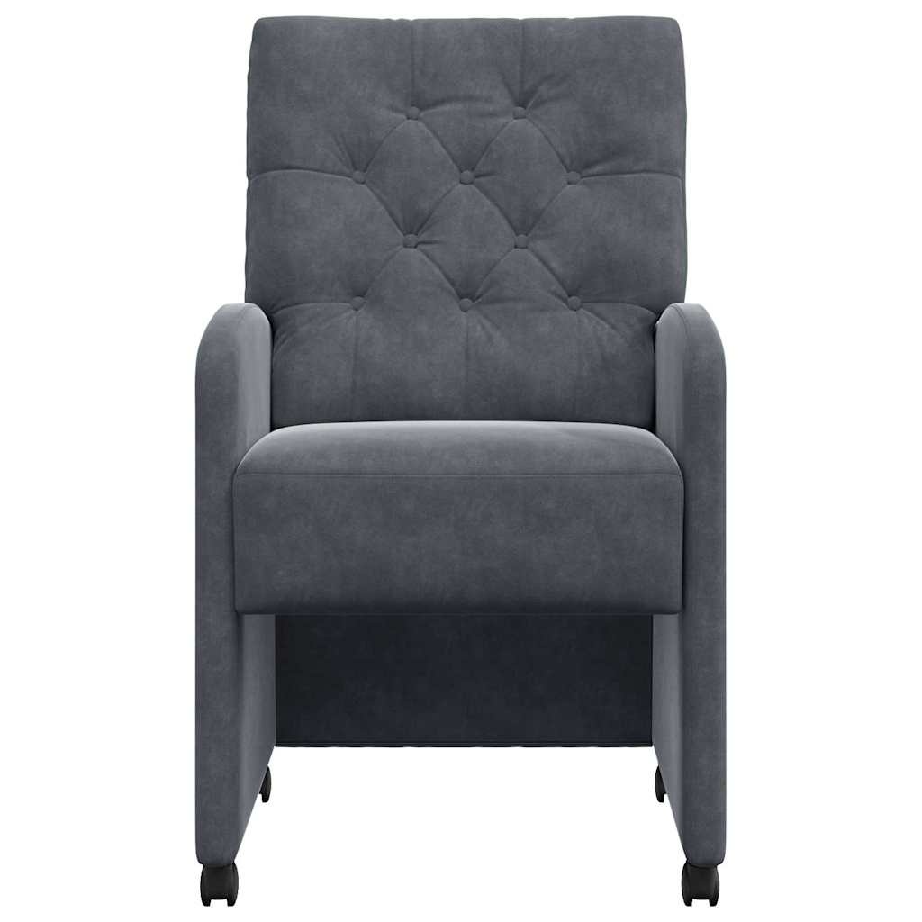 VidaXL Eetstoelen met wielen 2 pcs Donkergrijs 58 x 67 x 97 cm Fluweel