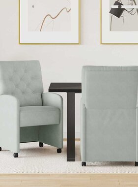 VidaXL Eetstoelen met wielen 2 pcs Lichtgrijs 58 x 67 x 97 cm Fluweel
