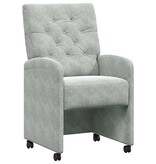 VidaXL Eetstoelen met wielen 2 pcs Lichtgrijs 58 x 67 x 97 cm Fluweel