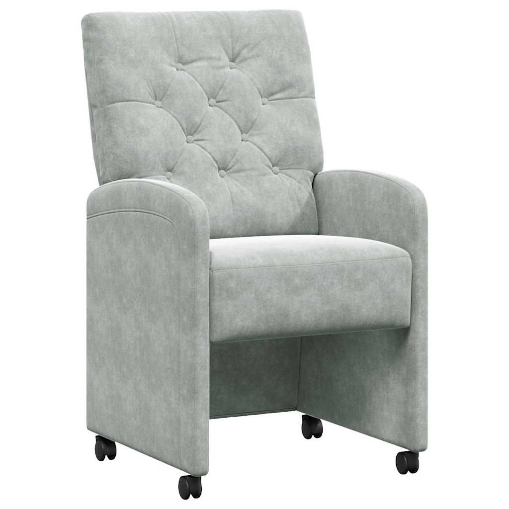VidaXL Eetstoelen met wielen 2 pcs Lichtgrijs 58 x 67 x 97 cm Fluweel