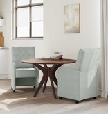 VidaXL Eetstoelen met wielen 2 pcs Lichtgrijs 58 x 67 x 97 cm Fluweel