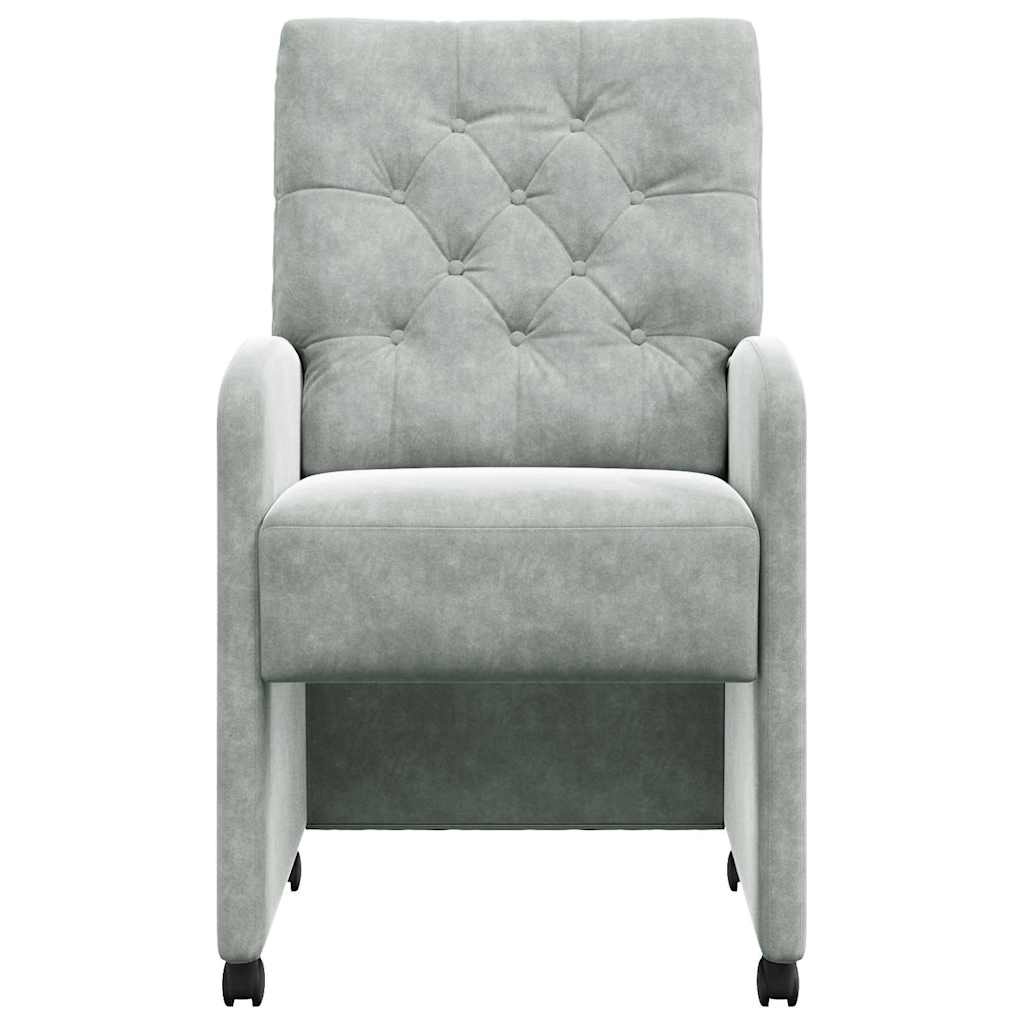 VidaXL Eetstoelen met wielen 2 pcs Lichtgrijs 58 x 67 x 97 cm Fluweel