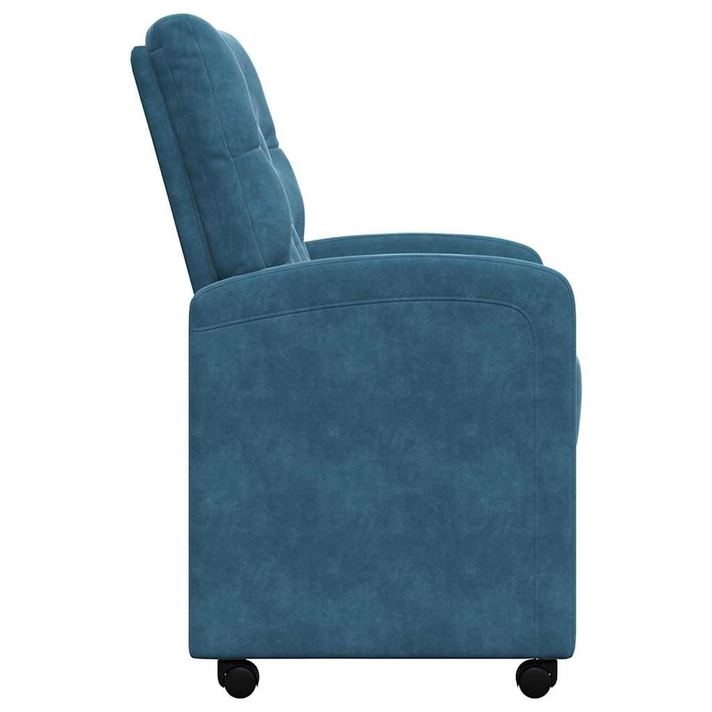 VidaXL Eetstoelen met wielen 2 pcs Blauw 58 x 67 x 97 cm Fluweel