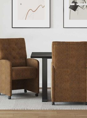 VidaXL Eetstoelen 2 pcs Bruin 58 x 67 x 97 cm Faux suede leer