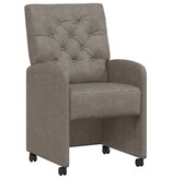 VidaXL Eetstoelen met wielen 2 pcs Grijs 58 x 67 x 97 cm Kunstleer