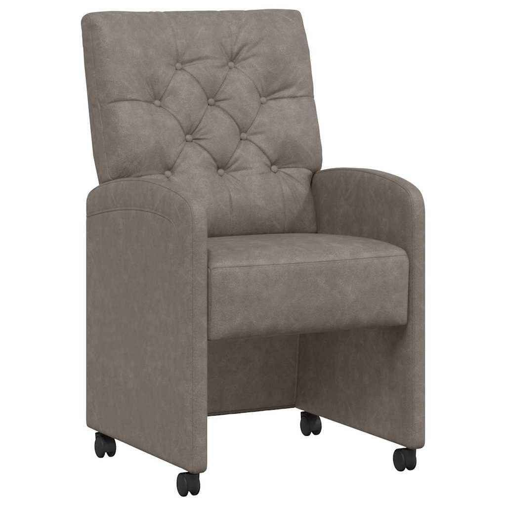 VidaXL Eetstoelen met wielen 2 pcs Grijs 58 x 67 x 97 cm Kunstleer