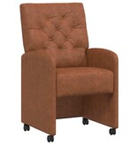VidaXL Eetstoelen met wielen 2 pcs Bruin 58 x 67 x 97 cm Kunstleer