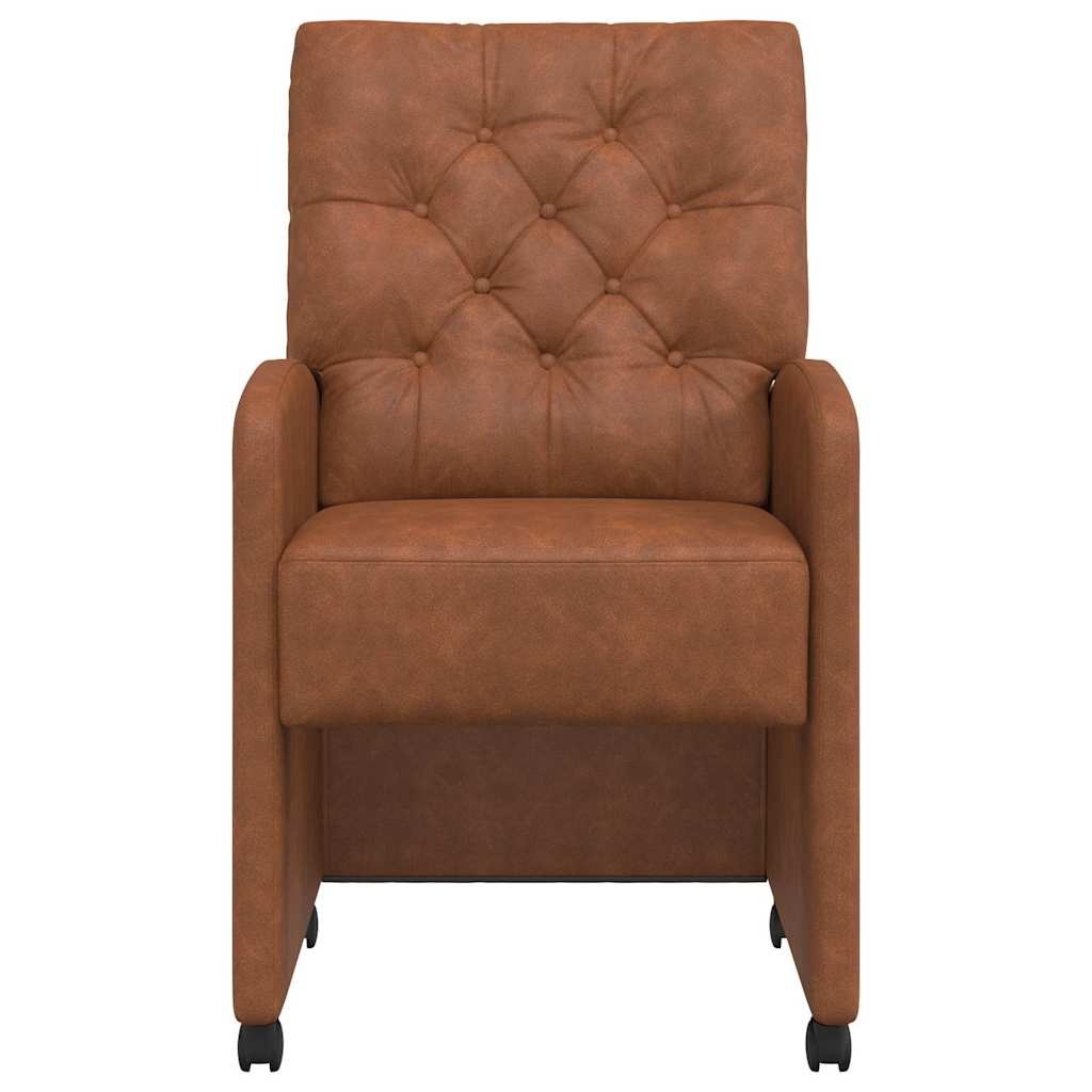 VidaXL Eetstoelen met wielen 2 pcs Bruin 58 x 67 x 97 cm Kunstleer