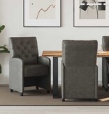 VidaXL Eetstoelen met wielen 2 pcs Zwart 58 x 67 x 97 cm Kunstleer