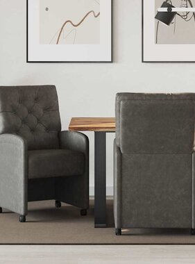 VidaXL Eetstoelen met wielen 2 pcs Zwart 58 x 67 x 97 cm Kunstleer