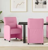 VidaXL Eetstoelen met wielen 2 pcs Roze 57 x 67 x 95 cm Stof