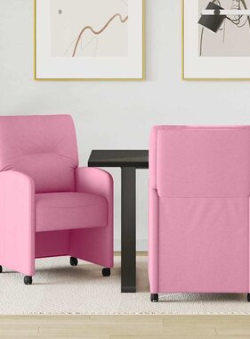 VidaXL Eetstoelen met wielen 2 pcs Roze 57 x 67 x 95 cm Stof