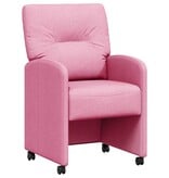 VidaXL Eetstoelen met wielen 2 pcs Roze 57 x 67 x 95 cm Stof