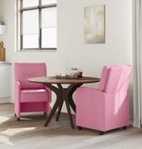 VidaXL Eetstoelen met wielen 2 pcs Roze 57 x 67 x 95 cm Stof