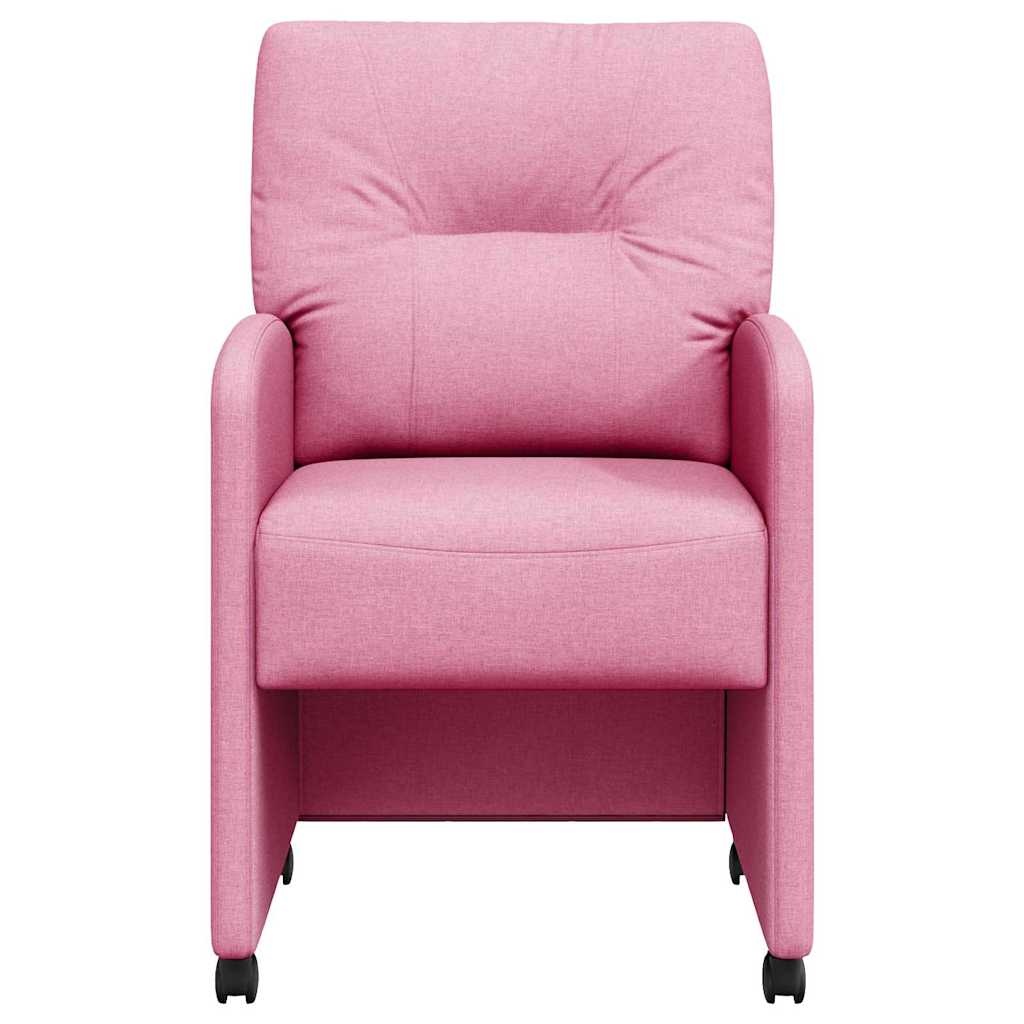 VidaXL Eetstoelen met wielen 2 pcs Roze 57 x 67 x 95 cm Stof