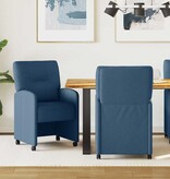 VidaXL Eetstoelen met wielen 2 pcs Blauw 57 x 67 x 95 cm Stof