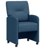 VidaXL Eetstoelen met wielen 2 pcs Blauw 57 x 67 x 95 cm Stof