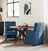VidaXL Eetstoelen met wielen 2 pcs Blauw 57 x 67 x 95 cm Stof