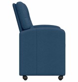 VidaXL Eetstoelen met wielen 2 pcs Blauw 57 x 67 x 95 cm Stof