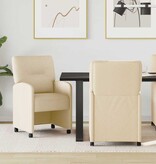 VidaXL Eetstoelen met wielen 2 pcs Crème 57 x 67 x 95 cm Stof