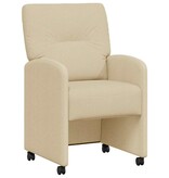 VidaXL Eetstoelen met wielen 2 pcs Crème 57 x 67 x 95 cm Stof