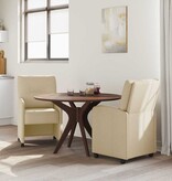 VidaXL Eetstoelen met wielen 2 pcs Crème 57 x 67 x 95 cm Stof