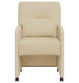 VidaXL Eetstoelen met wielen 2 pcs Crème 57 x 67 x 95 cm Stof