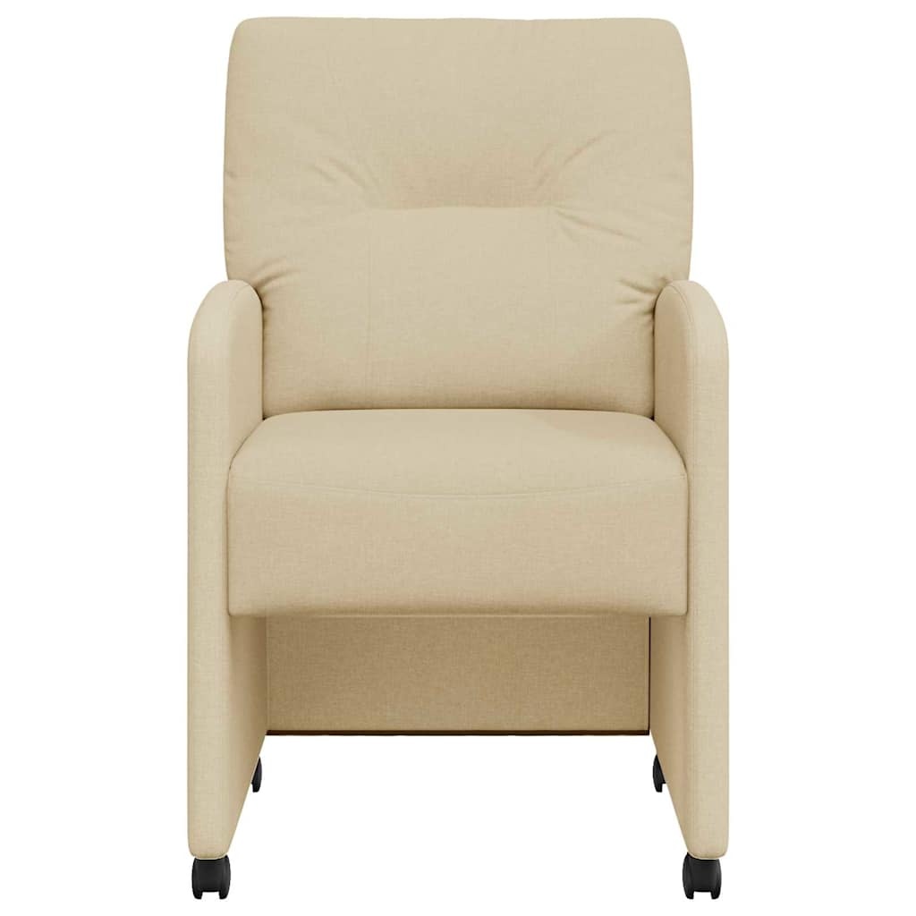 VidaXL Eetstoelen met wielen 2 pcs Crème 57 x 67 x 95 cm Stof