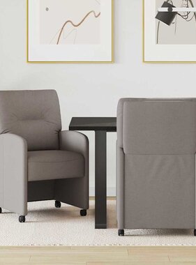 VidaXL Eetstoelen met wielen 2 pcs Taupe 57 x 67 x 95 cm Stof