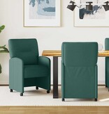 VidaXL Eetstoelen met wielen 2 pcs Donkergroen 57 x 67 x 95 cm Stof