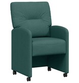 VidaXL Eetstoelen met wielen 2 pcs Donkergroen 57 x 67 x 95 cm Stof