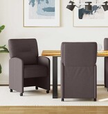 VidaXL Eetstoelen met wielen 2 pcs Donkerbruin 57 x 67 x 95 cm Stof