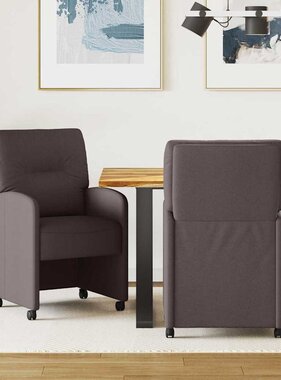 VidaXL Eetstoelen met wielen 2 pcs Donkerbruin 57 x 67 x 95 cm Stof